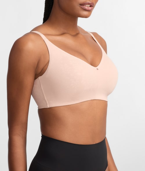 Shop Chantelle Comfort Chic Back Smoothing Wire-free Bra In Rose Nude