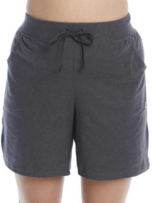 Champion Plus Size Jersey Knit Shorts In Granite Heather
