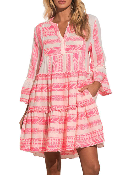 Shop Elan Two-tone Cover-up Dress In White,pink