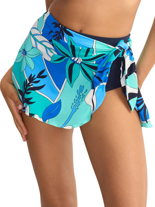 Coco Reef Mosaic Garden Contours Halo Sarong Bikini Bottom In Blue