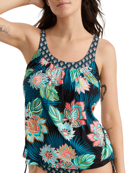 Coco Reef Tropical Lotus Ultra Fit Underwire Tankini Top In Castaway Black