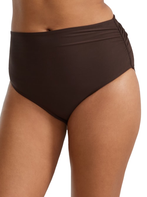 Coco Reef Classic Solid Fold-over High-waist Bikini Bottom In Coco Brown