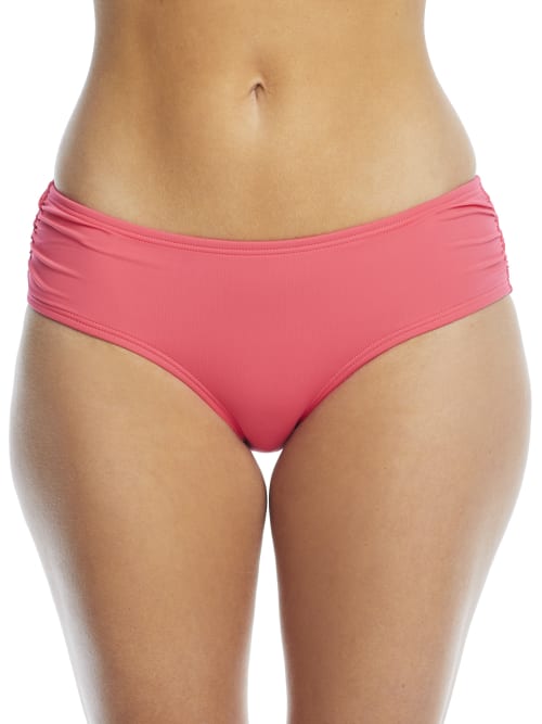 Coco Reef Classic Solid Shirred Bikini Bottom In Vivid Pink