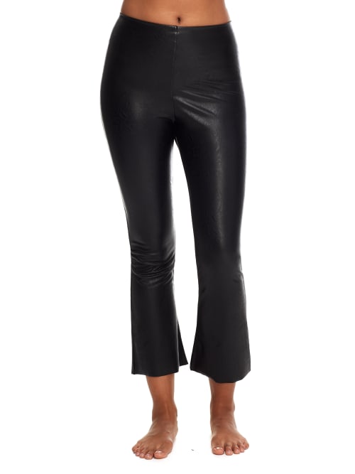 Commando Cropped Flared High-rise Faux-leather Trousers In Black