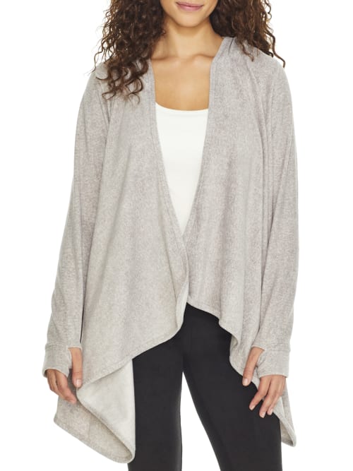 cuddl duds fleece hooded wrap cardigan