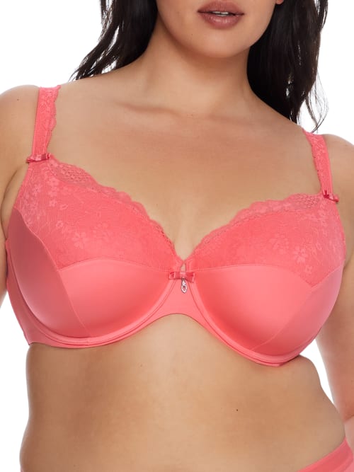 Shop Curvy Couture Tulip Lace Bra In Sunkissed Coral