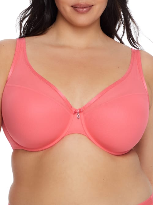 Curvy Couture Sheer Mesh T-shirt Bra In Sunkissed Coral