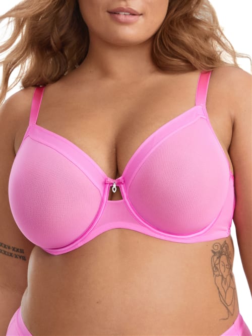 Curvy Couture Full Figure Mesh Underwire Bra In Cosmo Pink