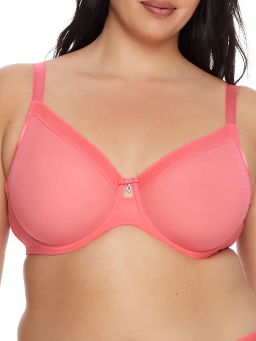 Curvy Couture Full Figure Mesh Underwire Bra In Cosmo Pink