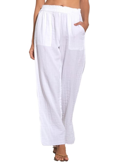 Shop Elan Linen Woven Cover-up Pants In White