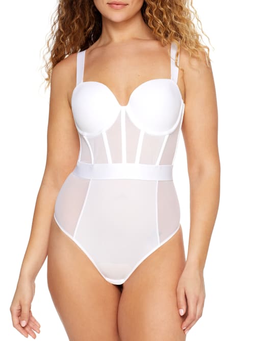 Dkny Sheers Convertible Bodysuit In White