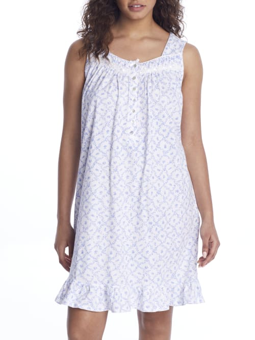 Eileen West Floral Knit Chemise In Blue Geo