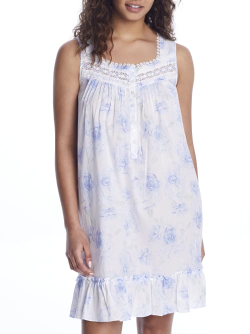 Eileen West Woven Short Chemise In Blue Floral