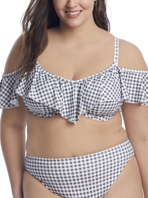 Plus Size Checkmate Ruffle Underwire Bikini Top