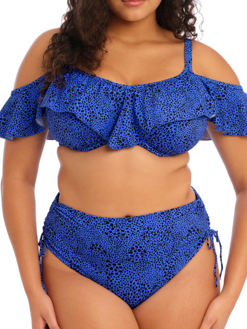 Elomi Plus Size Pebble Cove Ruffle Underwire Bikini Top In Blue