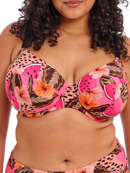 Shop Elomi Plus Size Cabana Nights Plunge Underwire Bikini Top In Multi