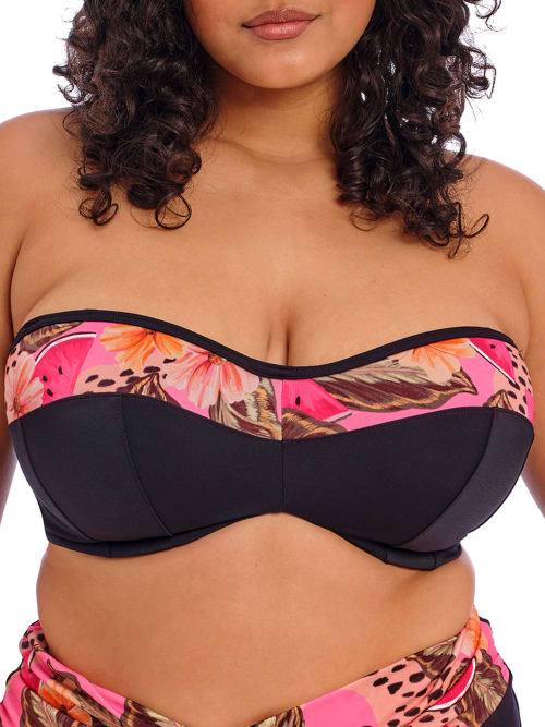 ELOMI PLUS SIZE CABANA NIGHTS BANDEAU BIKINI TOP 