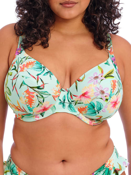 Elomi Plus Size Sunshine Cove Plunge Underwire Bikini Top In Aqua