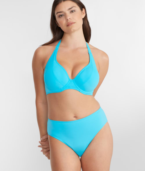 Freya Jewel Cove Halter Bikini Top In Plain Turquoise