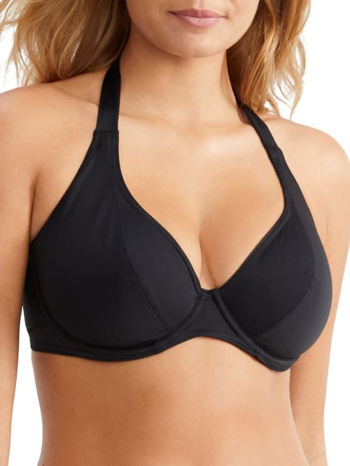 Shop Freya Jewel Cove Halter Bikini Top In Black Solid