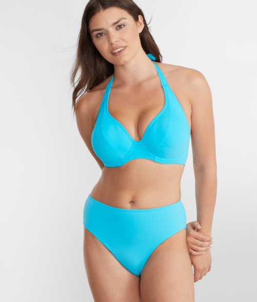 Freya Jewel Cove High-waist Bikini Bottom In Plain Turquoise