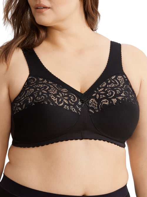 Glamorise Magiclift Cotton Support Wire-free Bra In Black