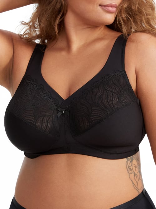 Glamorise Magiclift Natural Shape Wire-free Support Bra In Black