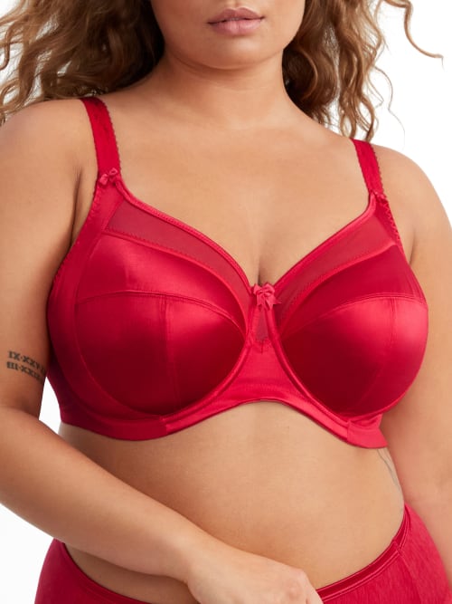 Goddess Keira Satin Side Support Bra In Crimson