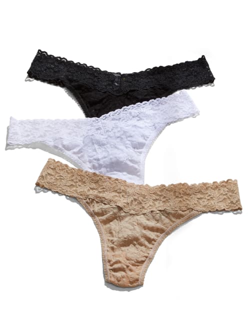 Signature Lace Original Rise Thong 3-Pack