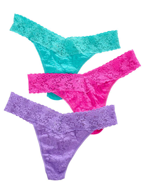 Hanky Panky Signature Lace Original Rise Thong Fashion 3-pack In Multi