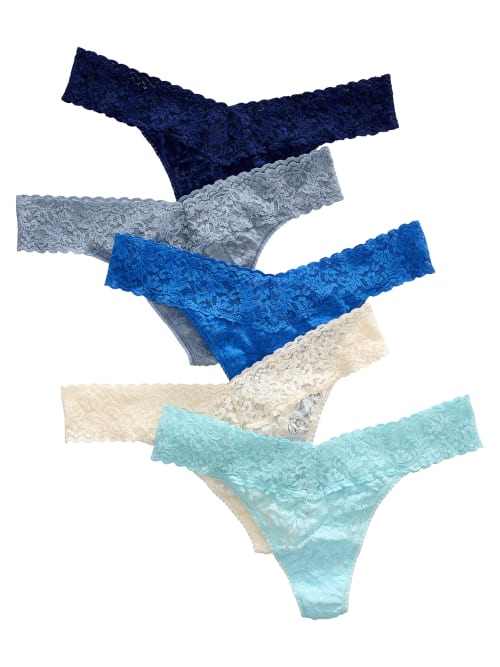 Hanky Panky Signature Lace Original Rise Thong Fashion 5-pack In Sea You