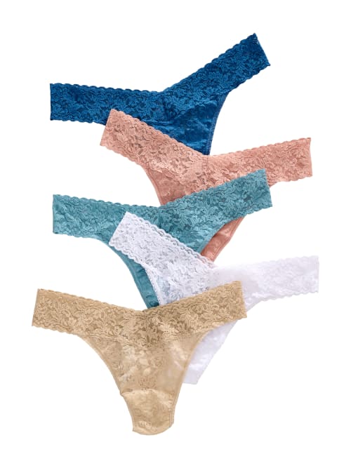 Hanky Panky Holiday Signature Lace Original Rise Thong 5-pack In Multi