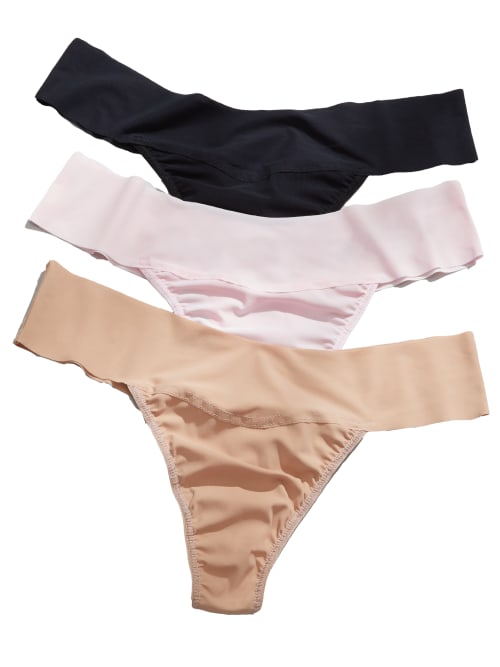 Hanky Panky Breathe Thong 3-pack In Taupe,black,bliss