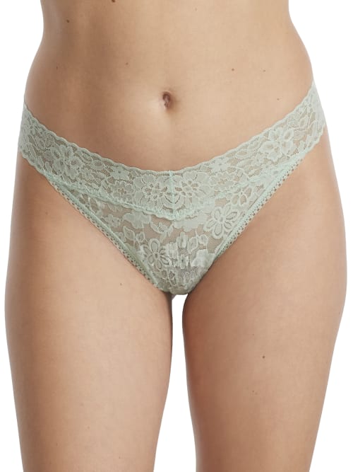 Hanky Panky Daily Lace Original Rise Thong In Cool Sage Green