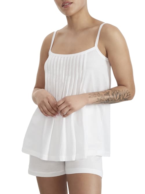 Hanro Julia Short Scoop-neck Pintuck Pajama Set In White