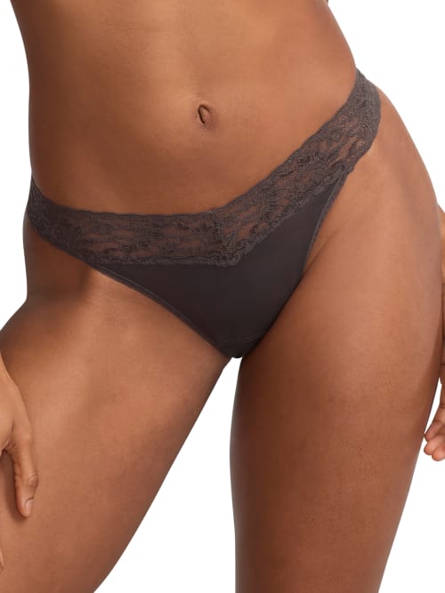 Hanky Panky Supima Cotton Low Rise Thong In Gray
