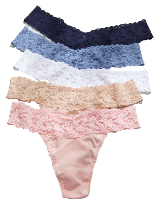 Hanky Panky Holiday Original Rise Cotton Thong, Pack Of 5 In Bliss,taupe Assorted