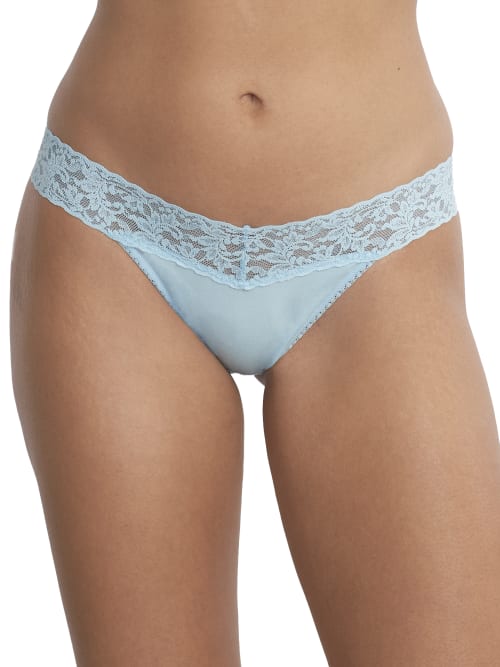 Shop Hanky Panky Supima Cotton Original Rise Thong In Butterfly Blue