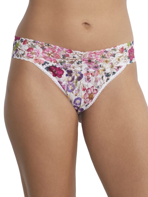 Hanky Panky Signature Lace Original Rise Printed Thong In Pressed Bouquet