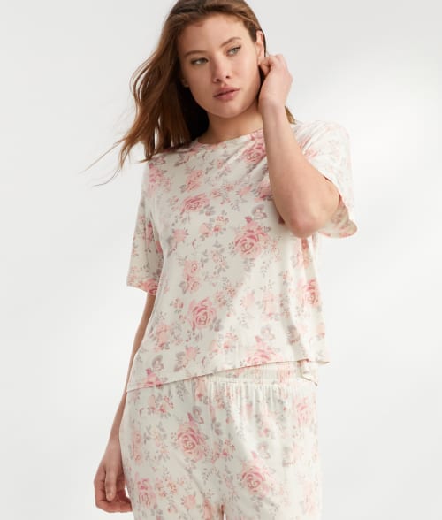 Honeydew Intimates All American Knit Pajama Set In Cream Roses