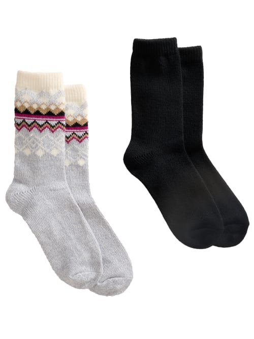 Shop Hue Border Fairisle Boot Socks 2-pack In Grey Pack