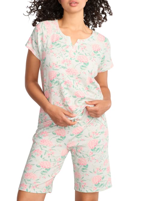 Karen Neuburger Bermuda Knit Pajama Set In Happy Hygrangea