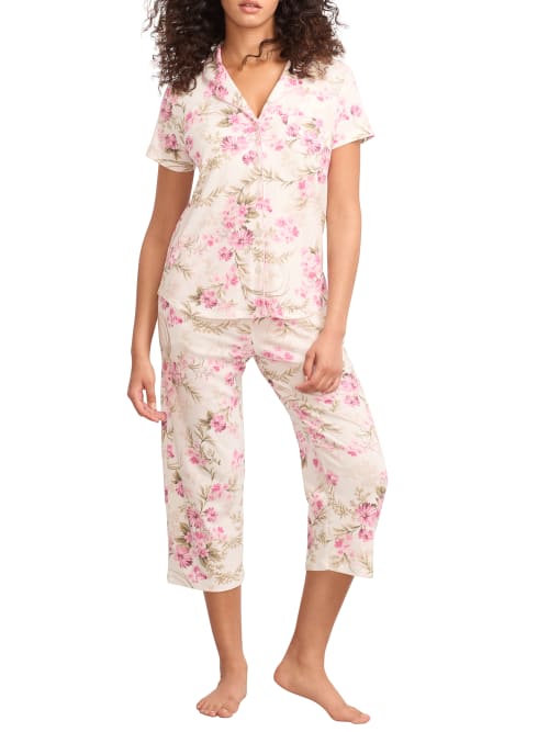 Shop Karen Neuburger Girlfriend Knit Capri Pajama Set In Floral Vines