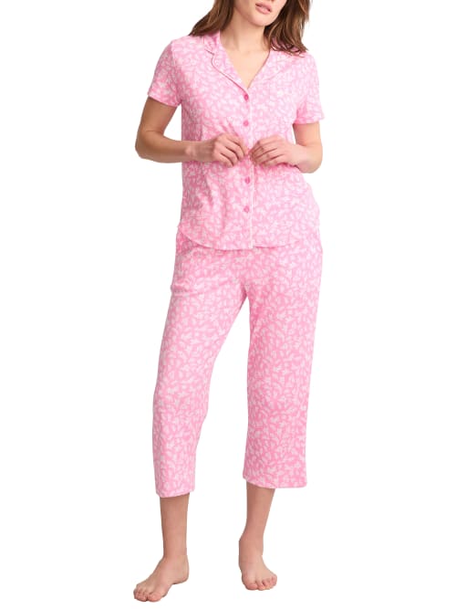 Shop Karen Neuburger Girlfriend Knit Capri Pajama Set In Leafy Toss