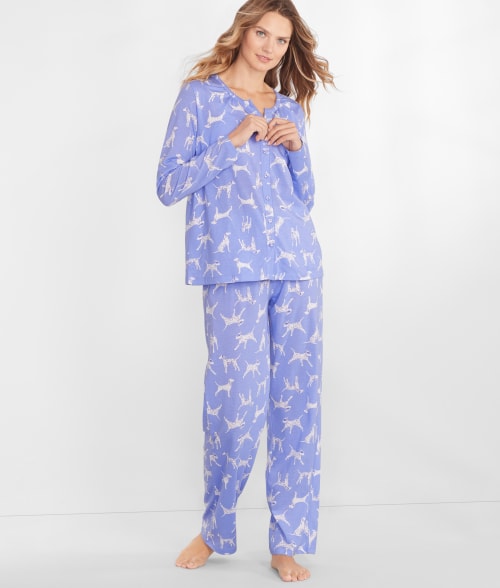 Karen Neuburger Cardigan Jersey Knit Pajama Set In Dalmatian