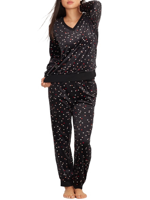 Kate Spade V-neck Velour Knit Pajama Set In Scatter Multi