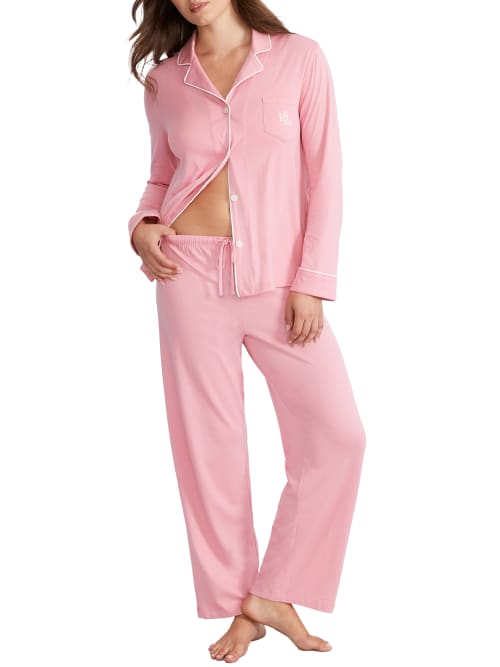 Shop Lauren Ralph Lauren Hammond Knit Pajama Set In Rose