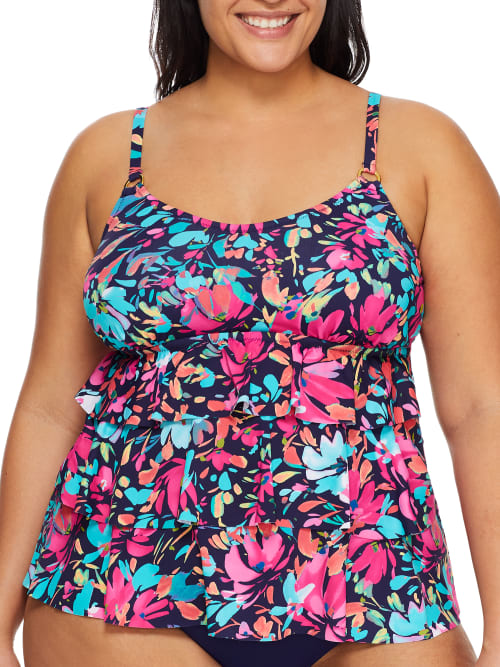 Leilani Plus Size Spellbound Tiered Underwire Tankini Top | ModeSens