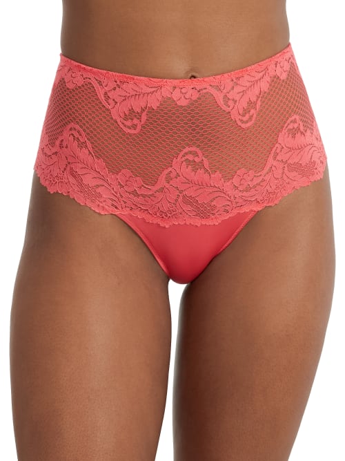 Le Mystã¨re Lace Allure High-waist Thong In Sweet Coral