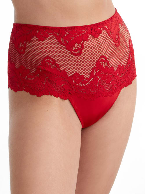 Le Mystere Lace Allure High-waist Thong In Ruby